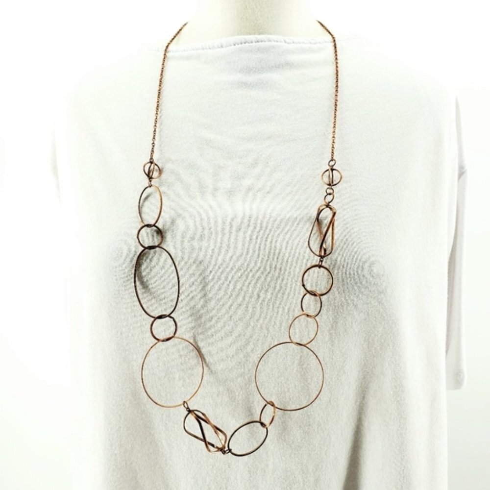 New York & Co. Paparazzi 20" Long Copper tone Linked Statement Necklace